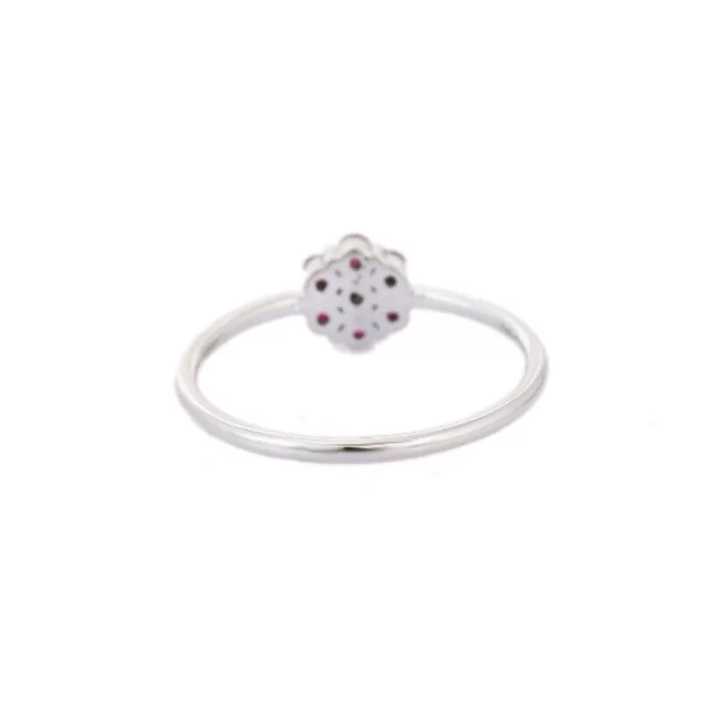 14K White Gold Floral Ruby Ring