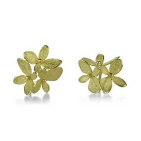 18k Small Three Part Hydrangea Studs