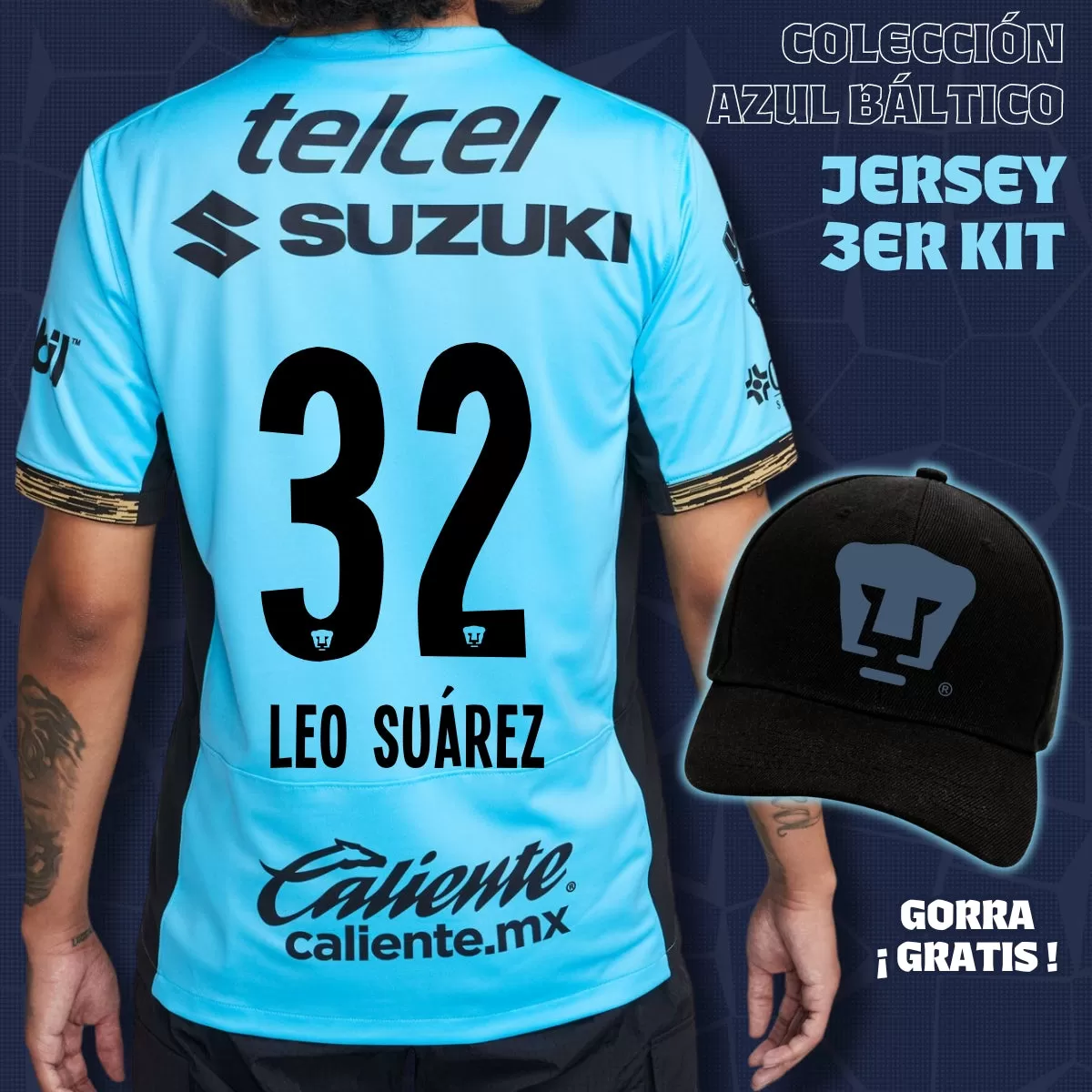 32 Leonardo Suárez - Colección Azul Báltico - Jersey Tercer Kit   Gorra de Regalo