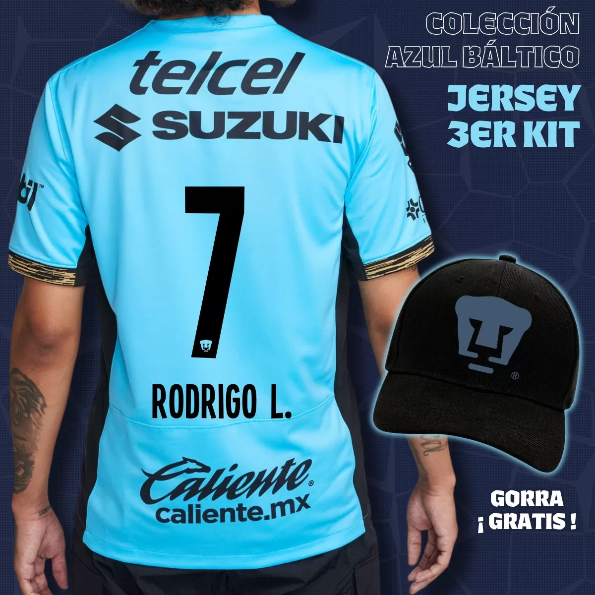 7 Rodrigo López - Colección Azul Báltico - Jersey Tercer Kit   Gorra de Regalo