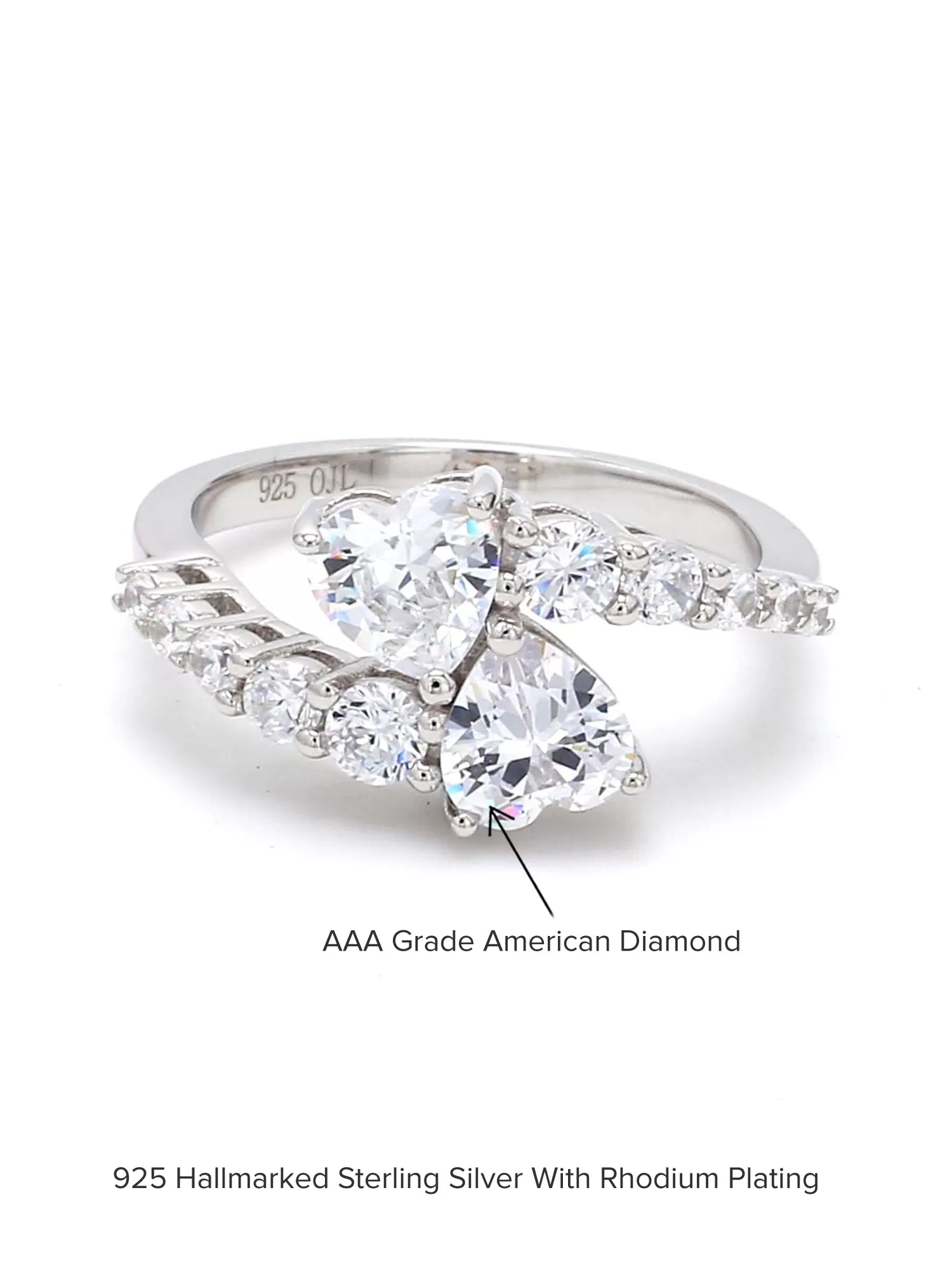 Aaa Grade American Diamond Fall In Love Heart Ring 925 Silver