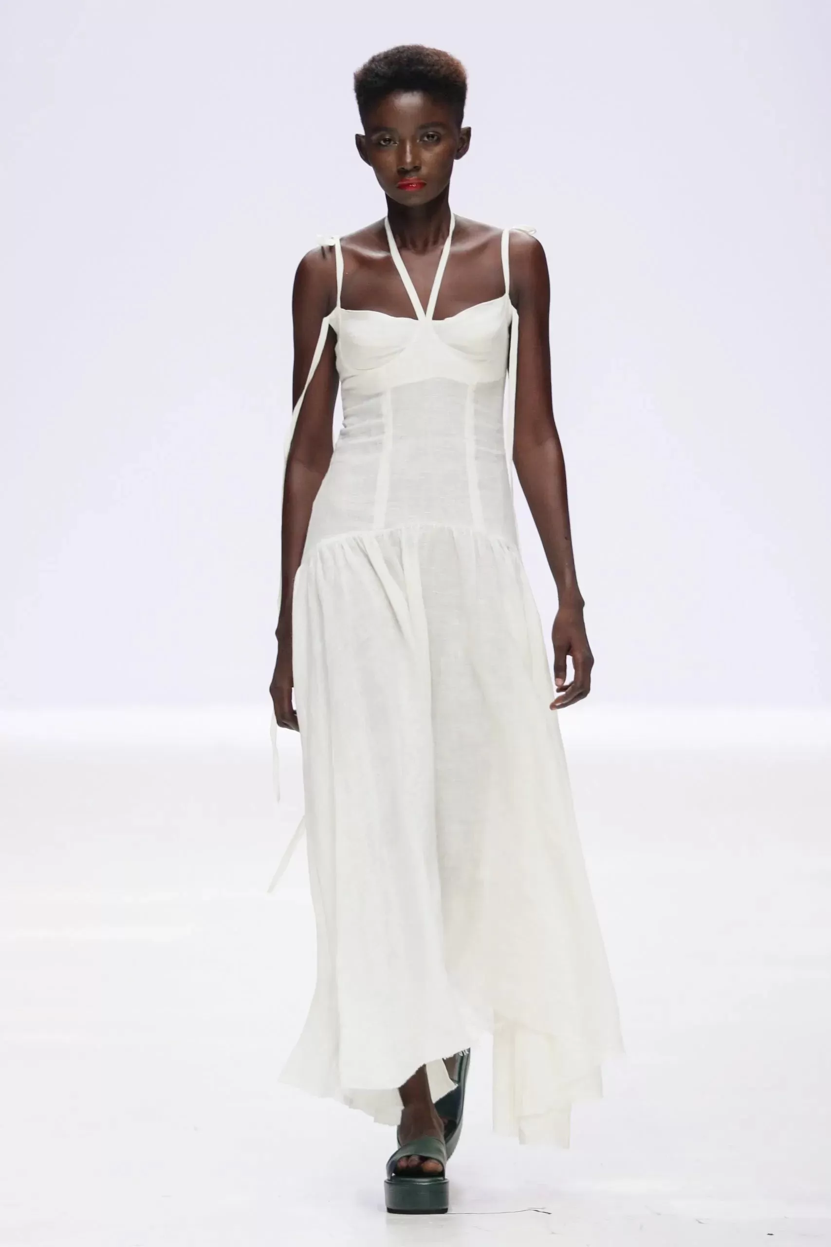 Abiola Olusola MULTIPLE STRAPS,  BUSTIER CUT, RAW HEM YAMI DRESS