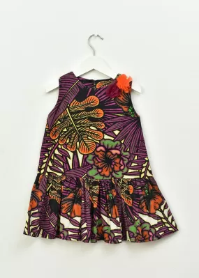 Aimas Kazi African print floral dress with flower trimmings