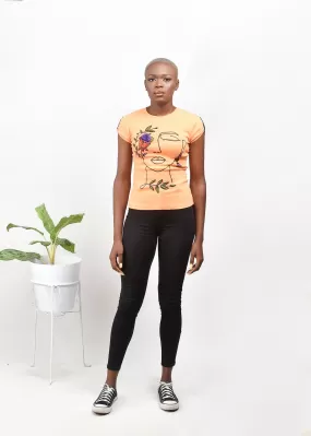 Aimas Sara crew neck Tee with floral and beaded embellishments