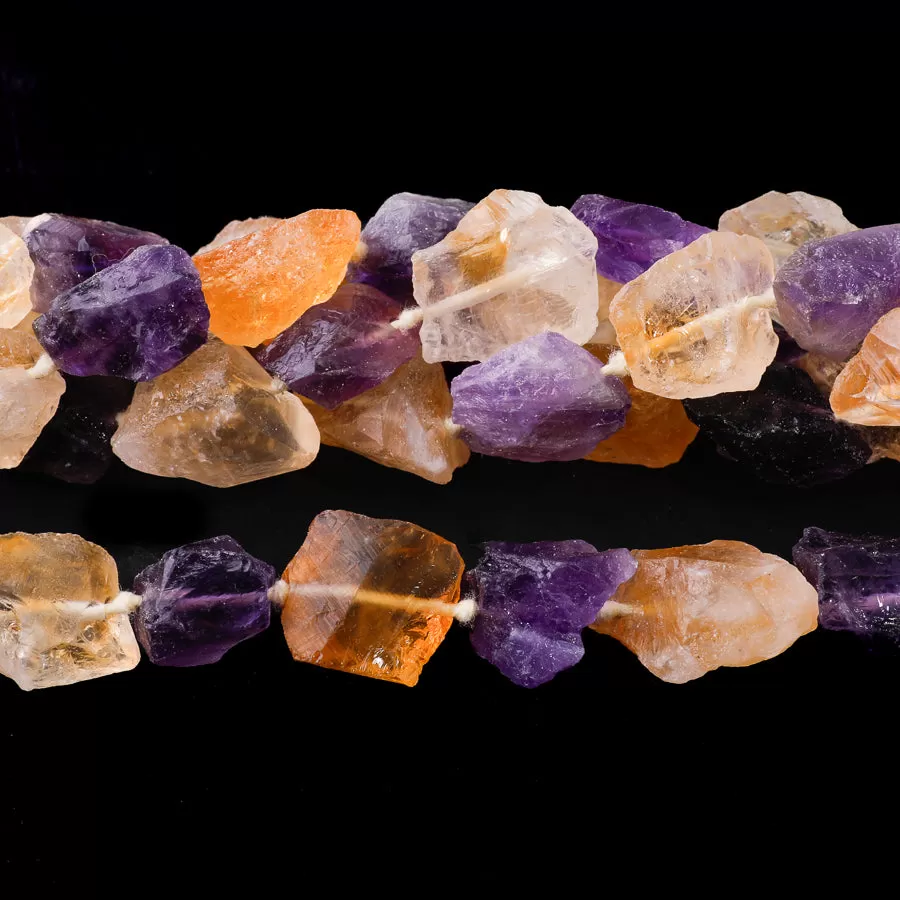 Amethyst   Citrine 14x20mm Rough Nugget - 15-16 Inch