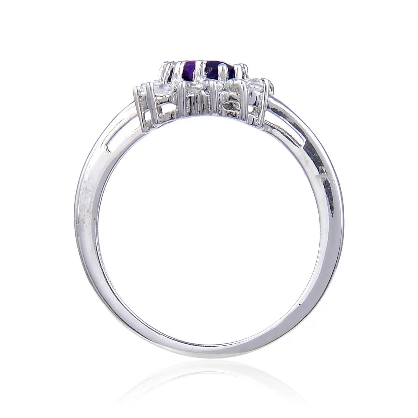 Amethyst Halo Style Heart Ring