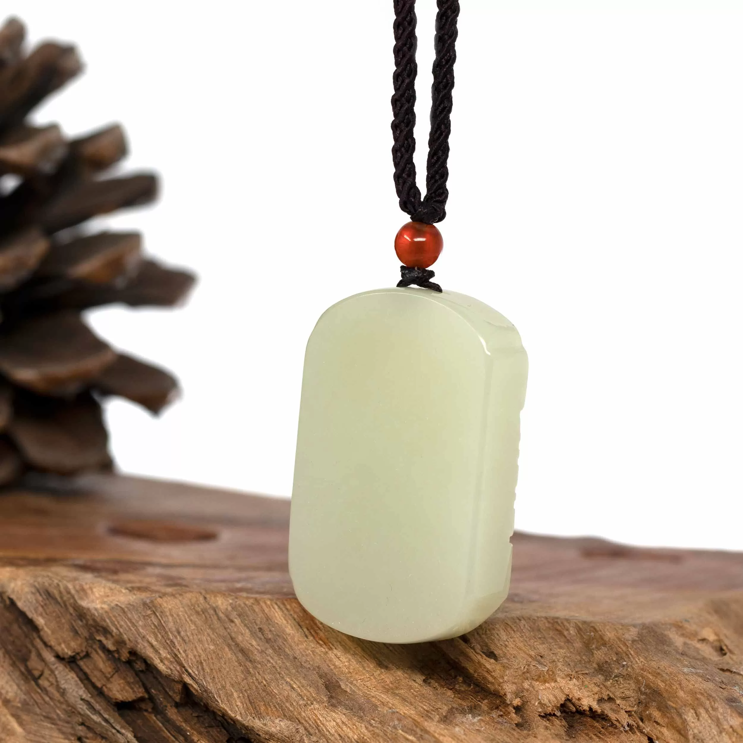 Baikalla? "Dragon & Phoenix" Genuine HeTian White Nephrite Jade Pendant Necklace