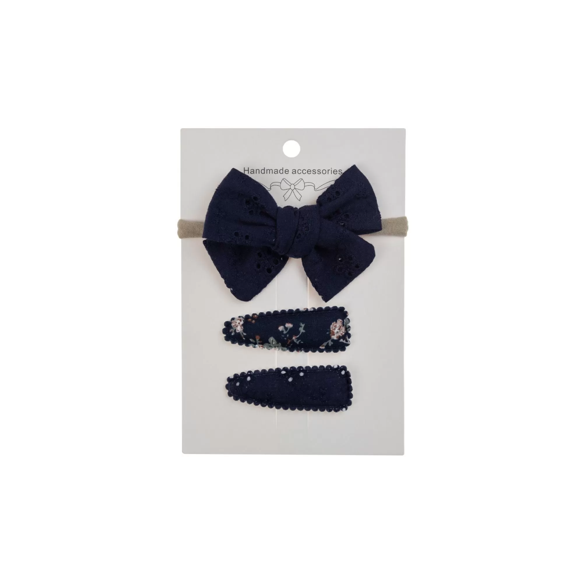 Ballerina Snap Hair Clips & Bow Set in Navy