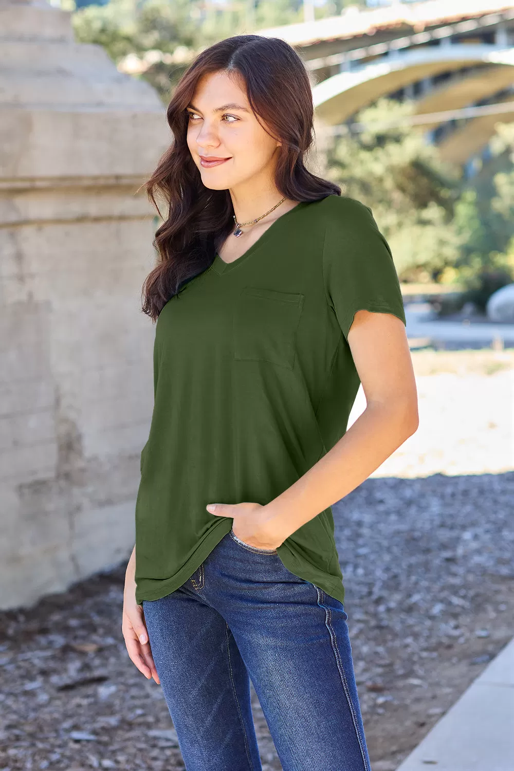 Basic Tee Full Size V-Neck Short Sleeve T-Shirt