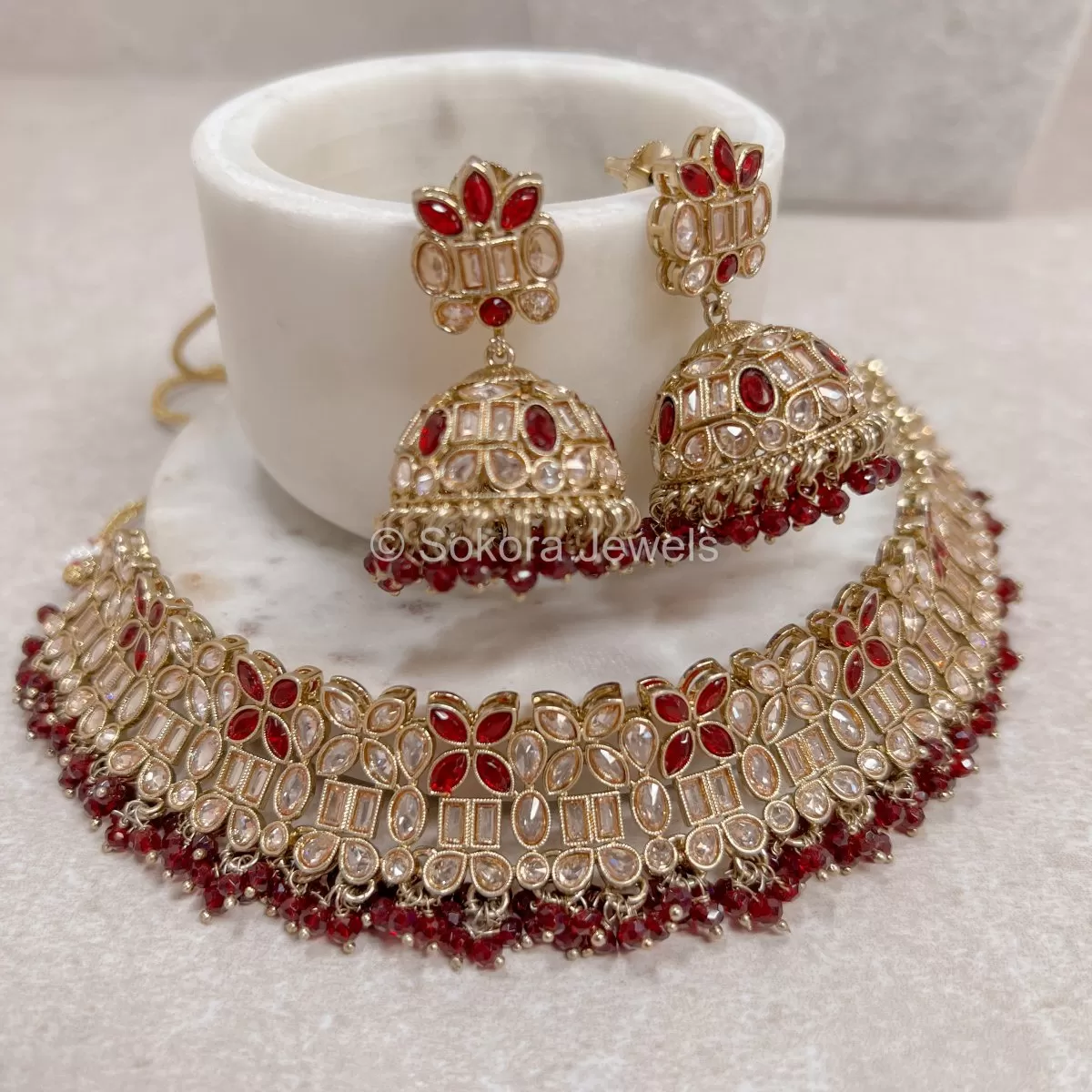 Bilkis Choker Set - Maroon