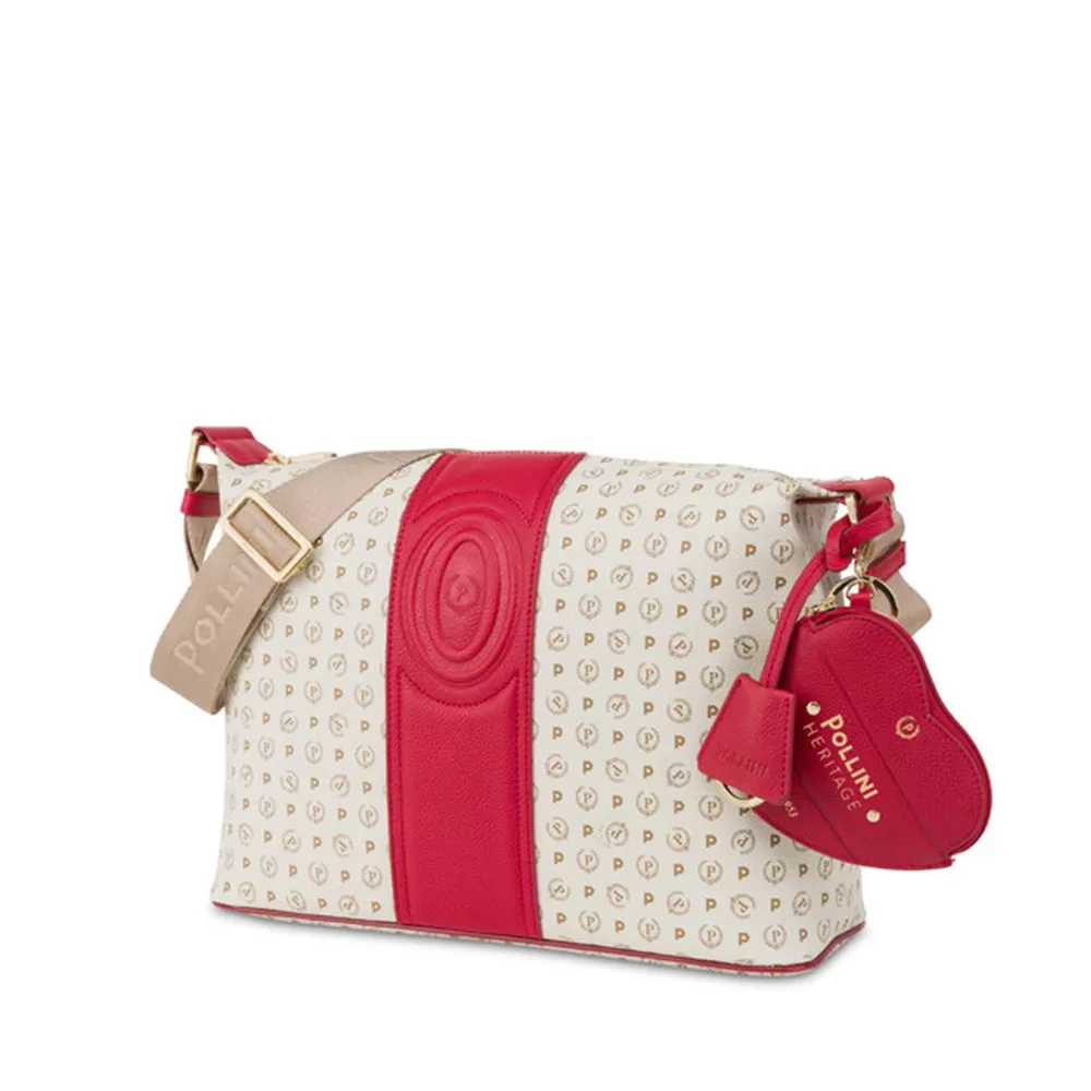 Borsa Donna a Spalla a Tracolla POLLINI Linea Heritage 70th Anniversary Avorio e Rosso