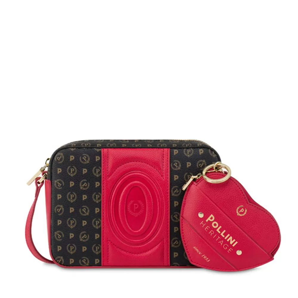 Borsa Donna a Tracolla POLLINI Linea Heritage 70th Anniversary Nero e Rosso