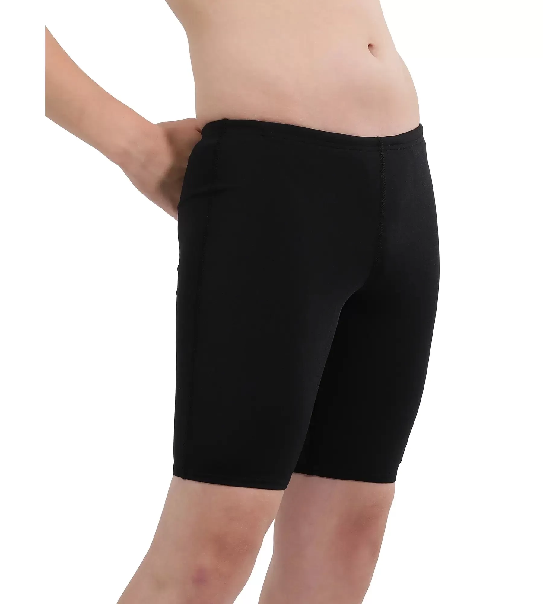 Boy's Essential Endurance  Jammer - Black  &  Harlequin Green