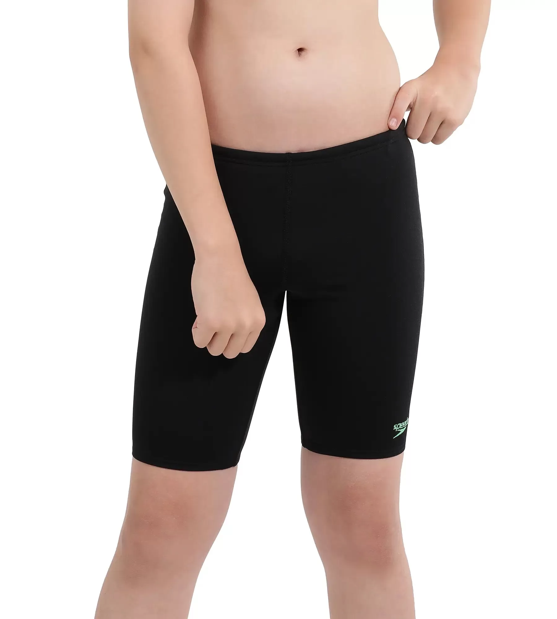 Boy's Essential Endurance  Jammer - Black  &  Harlequin Green