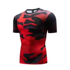 Camouflage Compression 'Liquid | Red' Short Sleeve Rashguard