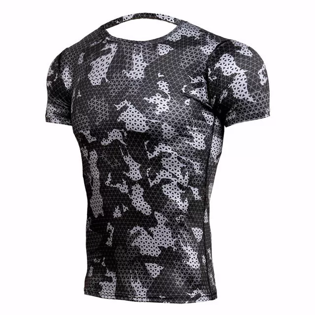 Camouflage Compression 'Winter Digital Camo' Short Sleeve Rashguard