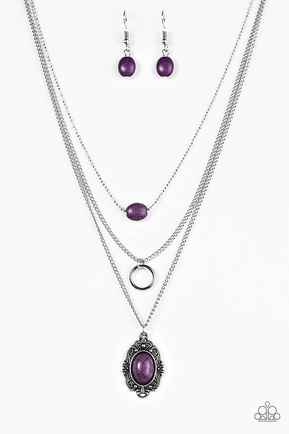 Canyon Cavalier Purple Stone Necklace - Paparazzi Accessories