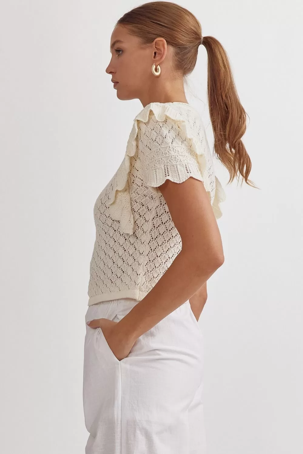 Carly Crochet Top Off White