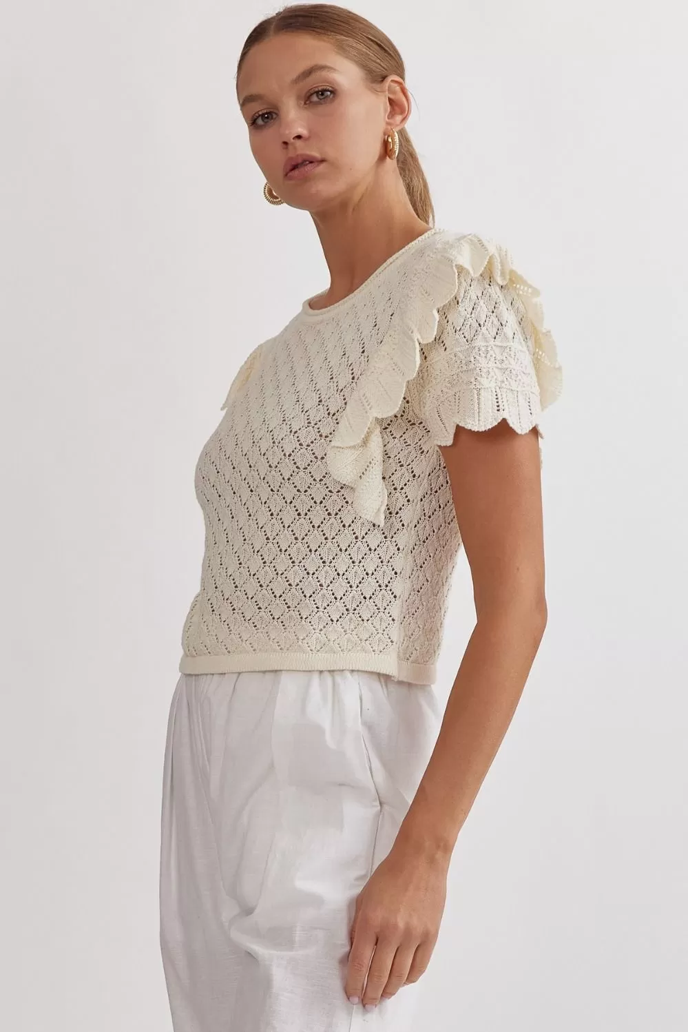 Carly Crochet Top Off White