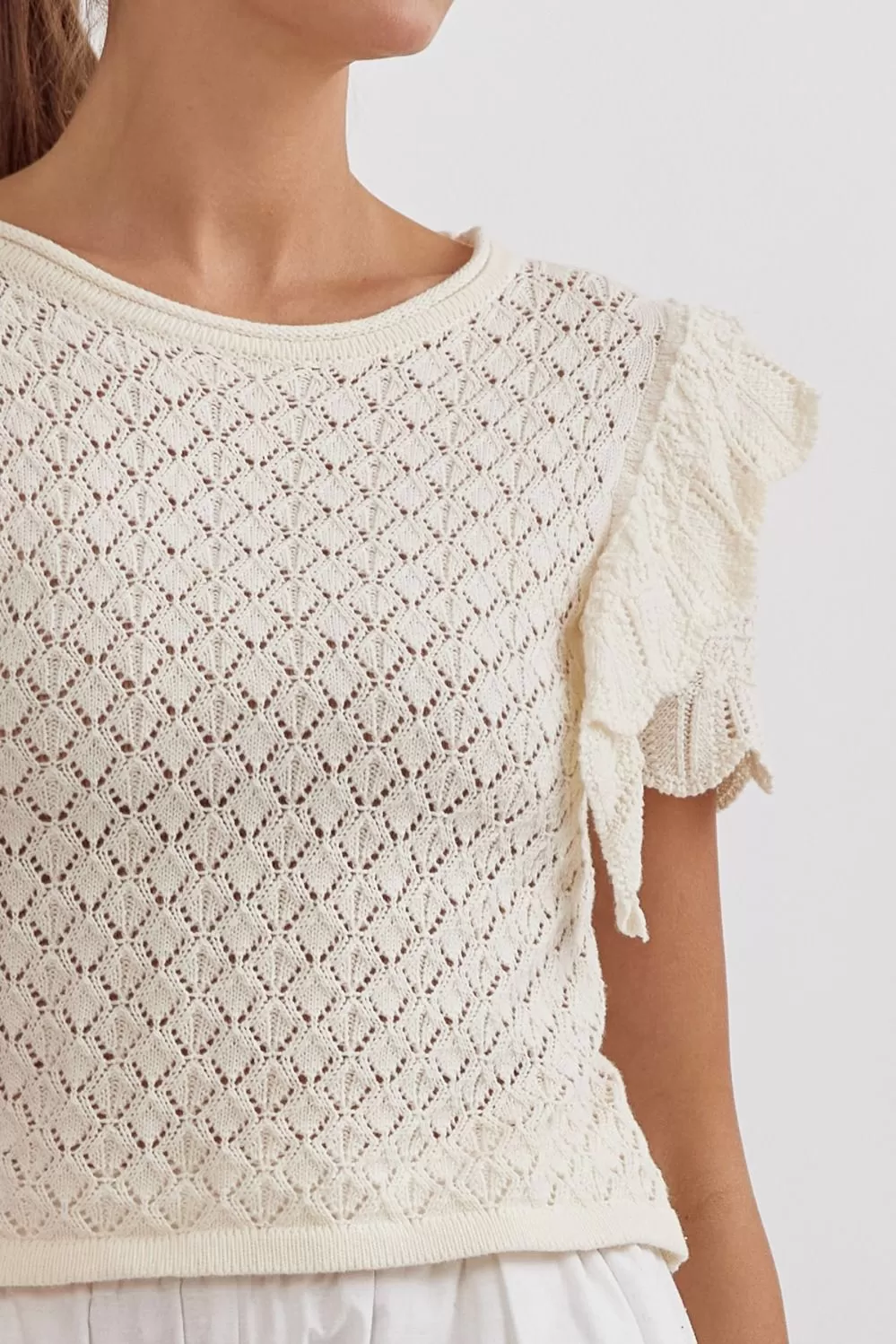 Carly Crochet Top Off White