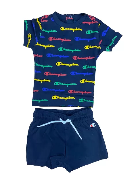 Champion children's outfit Legacy American t-shirt and shorts 306303 BL501 NNY blue