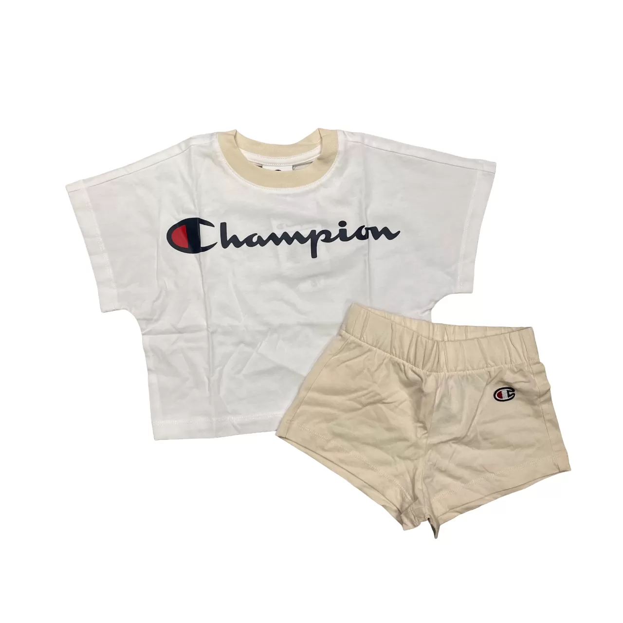 Champion girl's outfit with t-shirt and shorts 404966 cream white