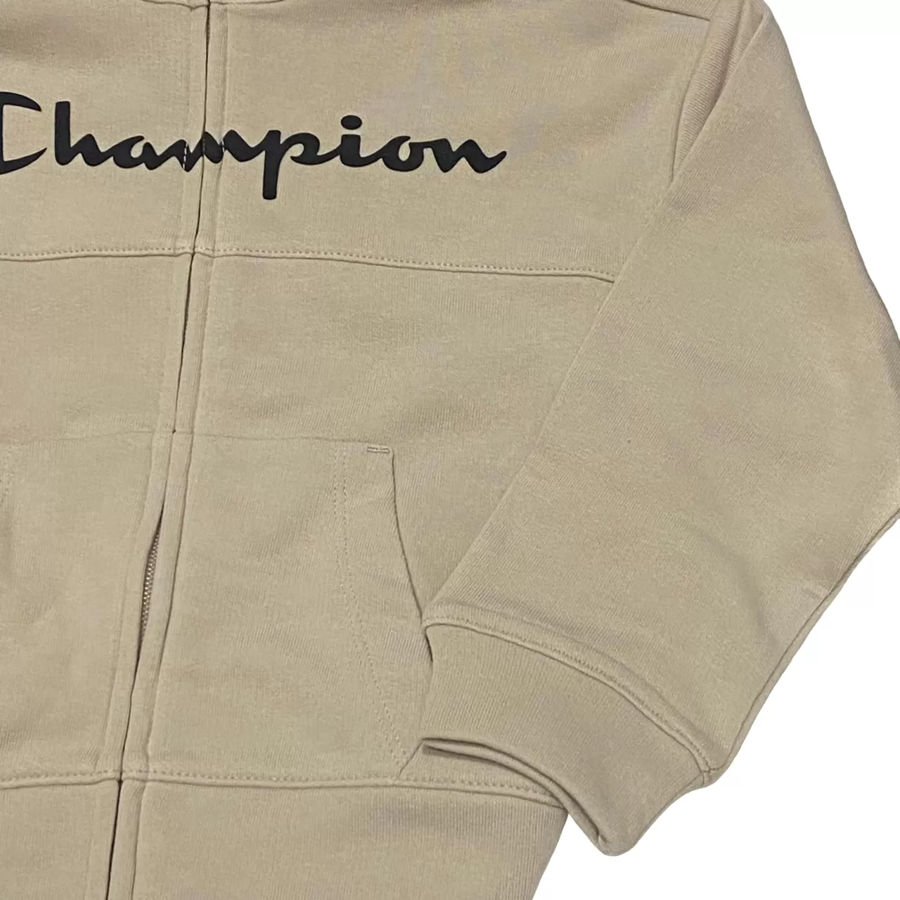 Champion girls' school tracksuit with full zip sweatshirt 404837 ES057 beige-black