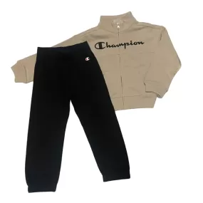 Champion girls' school tracksuit with full zip sweatshirt 404837 ES057 beige-black