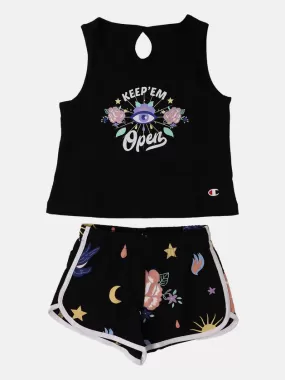 Champion Girl's Tank Top and Shorts Set 404398 KK001 NBK black