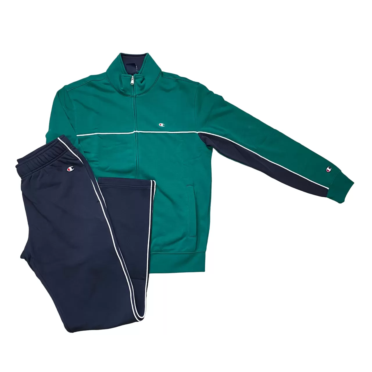 Champion men's tracksuit in brushed cotton 219942 green blue