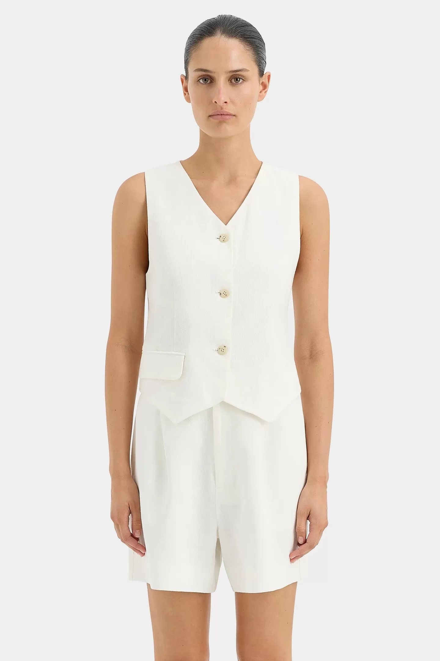 CLEMENCE TAILORED VEST-IVORY