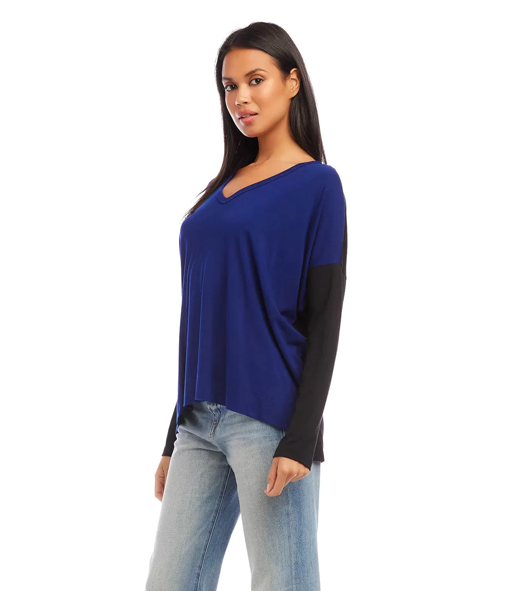 Colorblock V-Neck Top