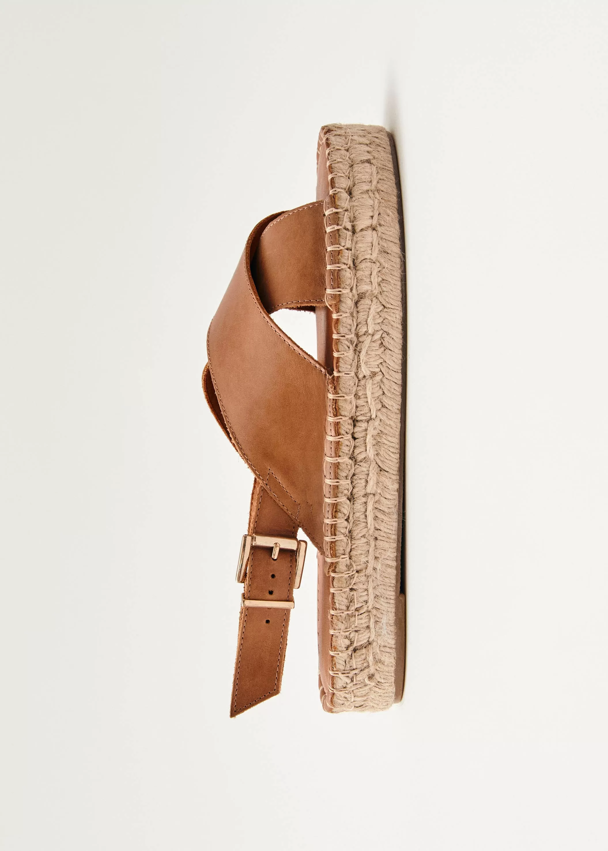 Crossed Camel Leather Espadrilles