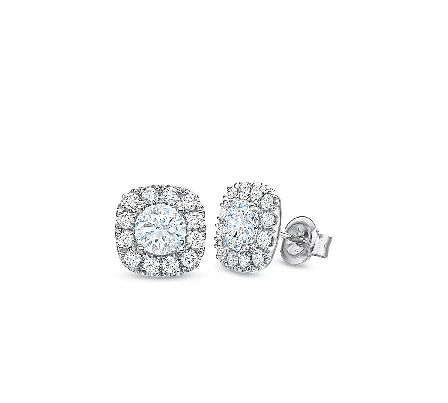 Cushion Halo Stud Earrings 1.45tw