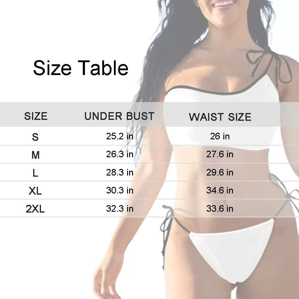 Custom Face Seamless Bikini Set Personalized Women's Off-Shoulder String Swimsuit