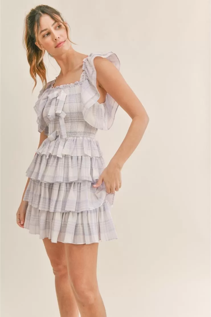 Desiree Plaid Smocked Ruffle Mini