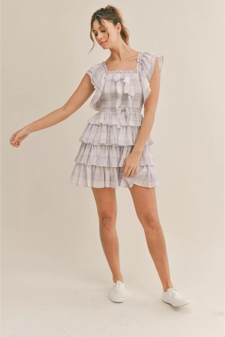 Desiree Plaid Smocked Ruffle Mini