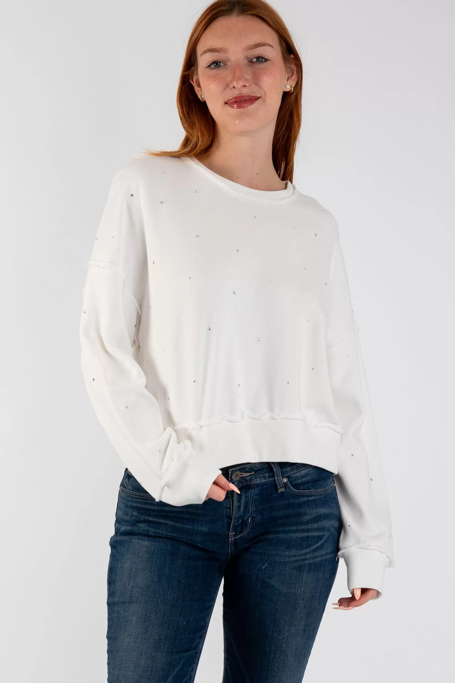 Diamond Studded Sweatshirt - White