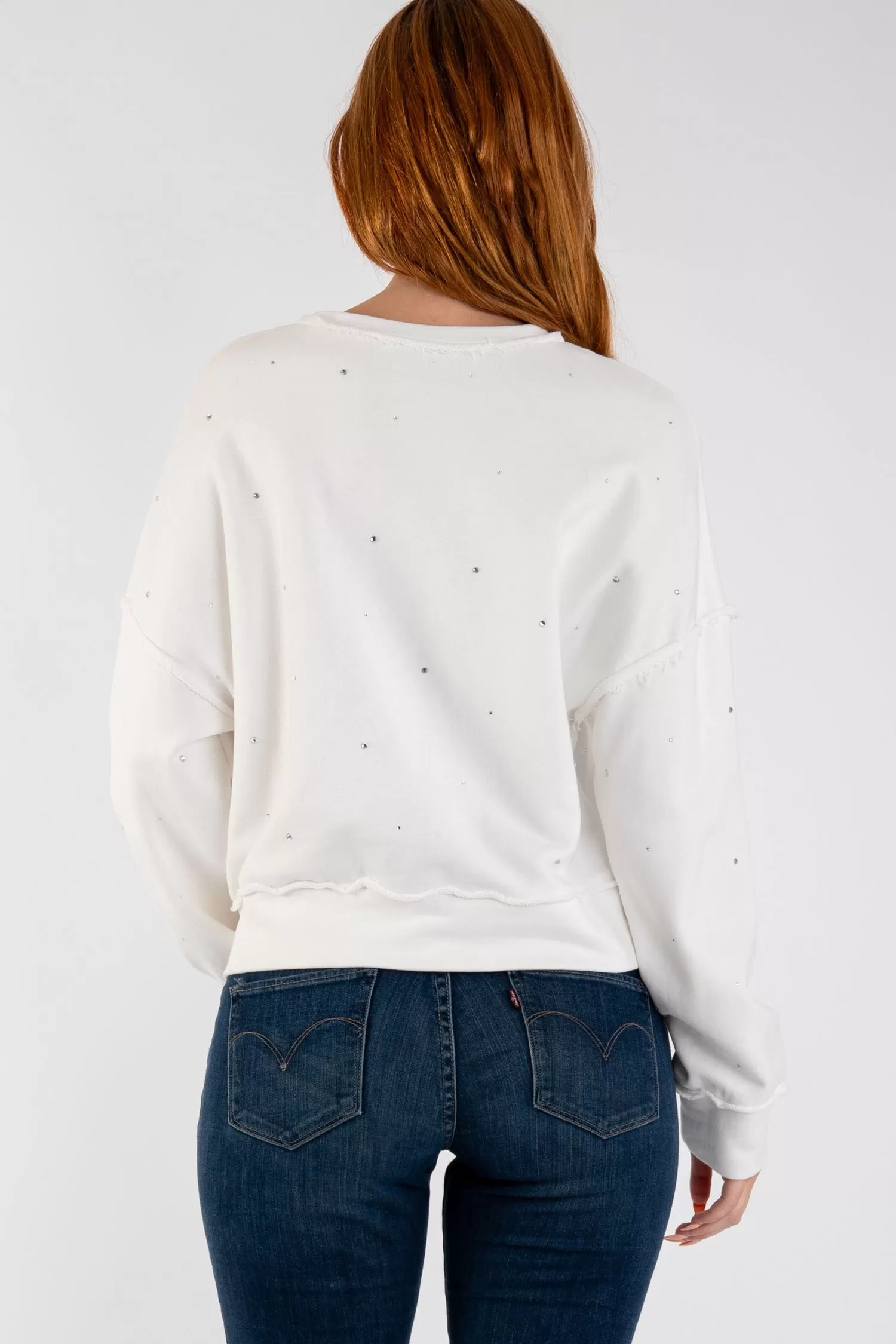 Diamond Studded Sweatshirt - White