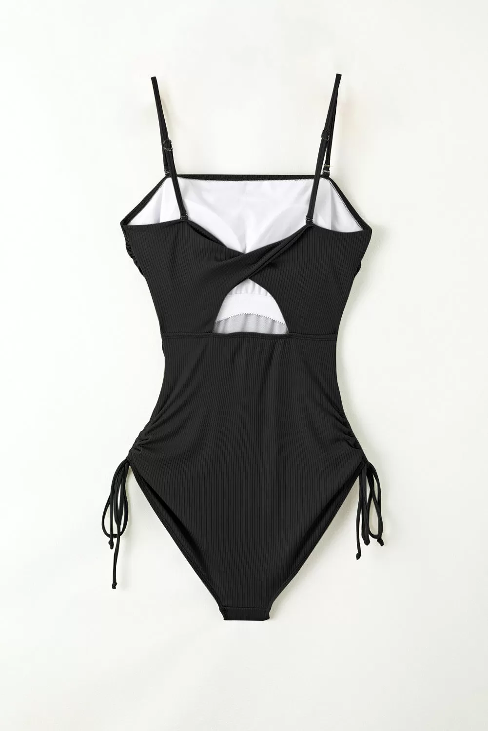 Drawstring Spaghetti Strap One-Piece Swimwear