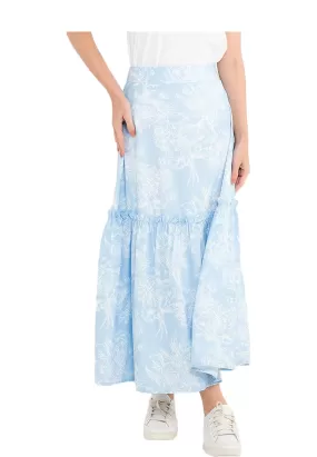 ELLE Apparel ELLE Apparel Floral Printed Ruffle Hem Maxi Skirt