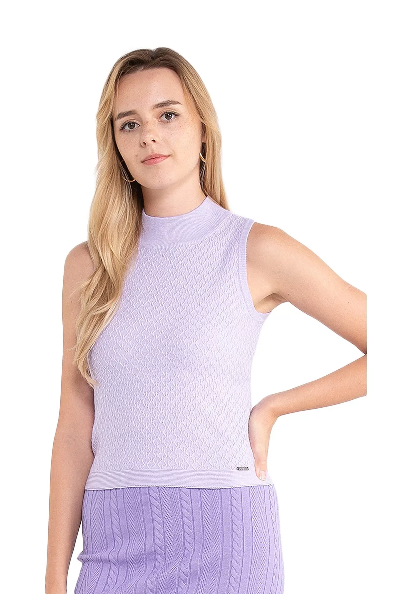 ELLE Apparel Sleeveless High Neck Knit Top