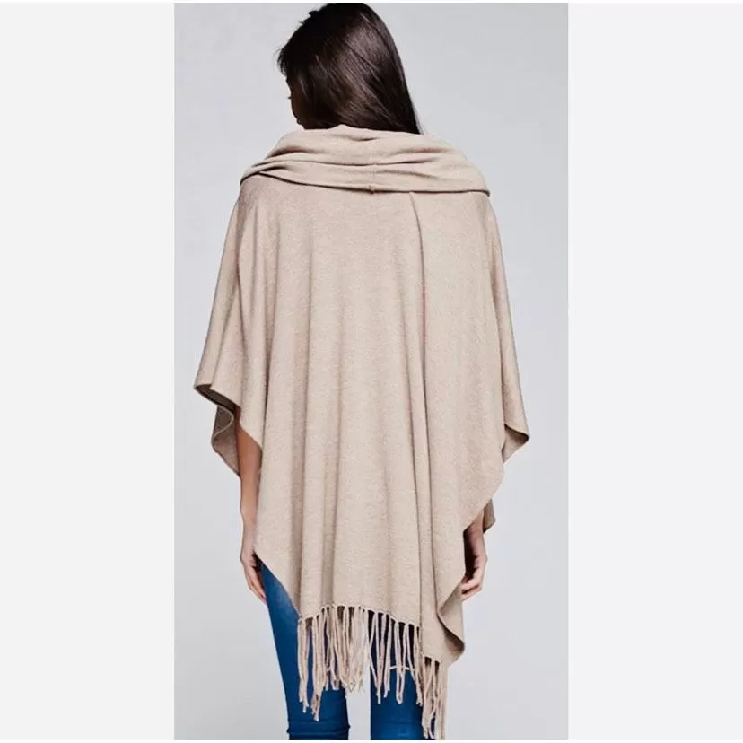 Emeila Cream Fringe Poncho Lovestitch-SALE