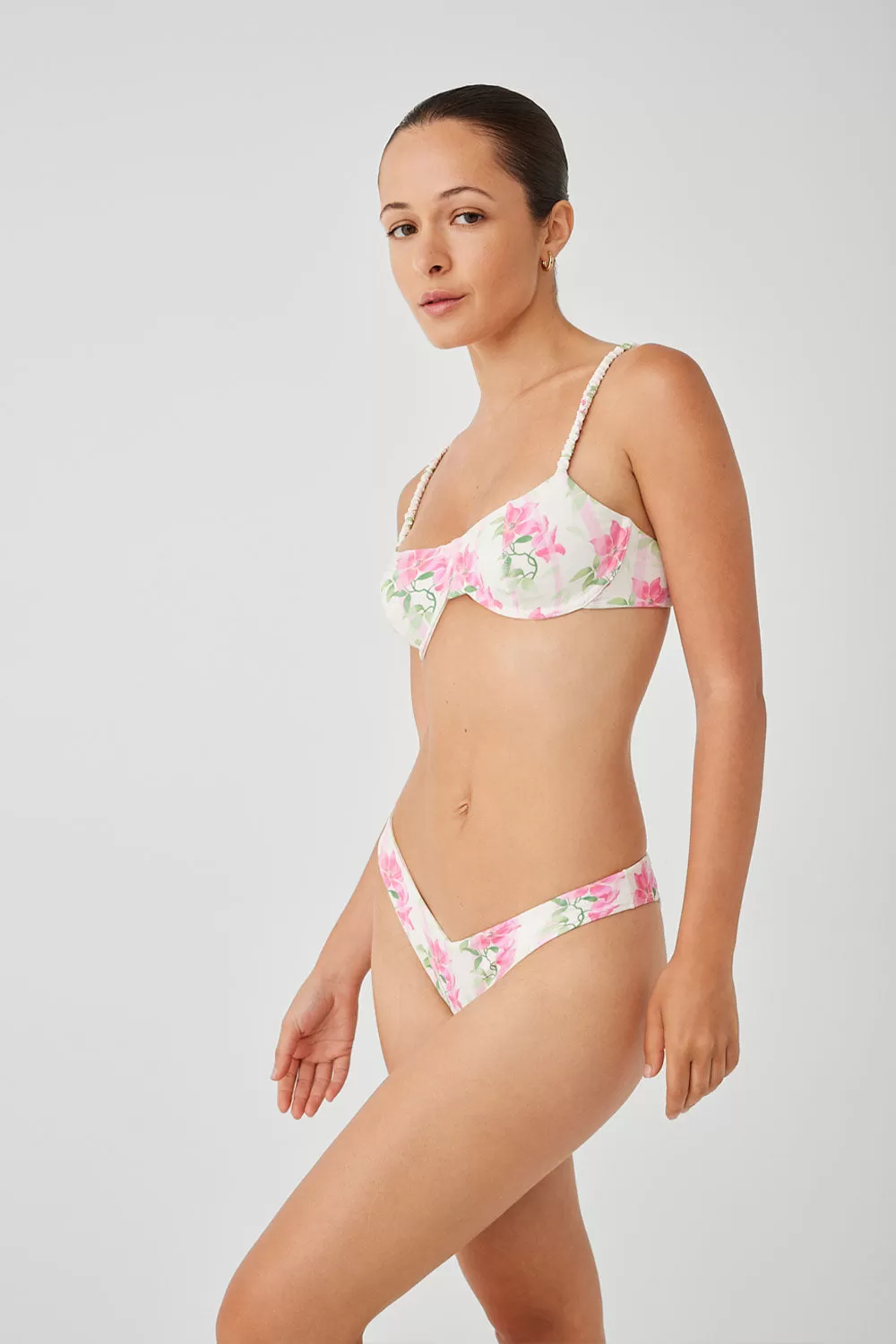 Enzo Floral Cheeky Bikini Bottom - Tiger Lily