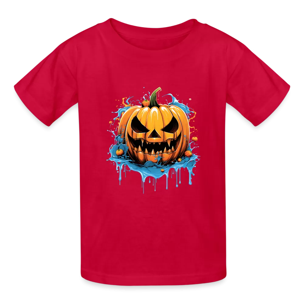 Eternal Jack-o'-Lantern: Hanes Youth Tagless Tee with Spine-Chilling Pumpkin Design