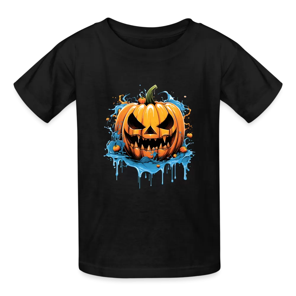 Eternal Jack-o'-Lantern: Hanes Youth Tagless Tee with Spine-Chilling Pumpkin Design