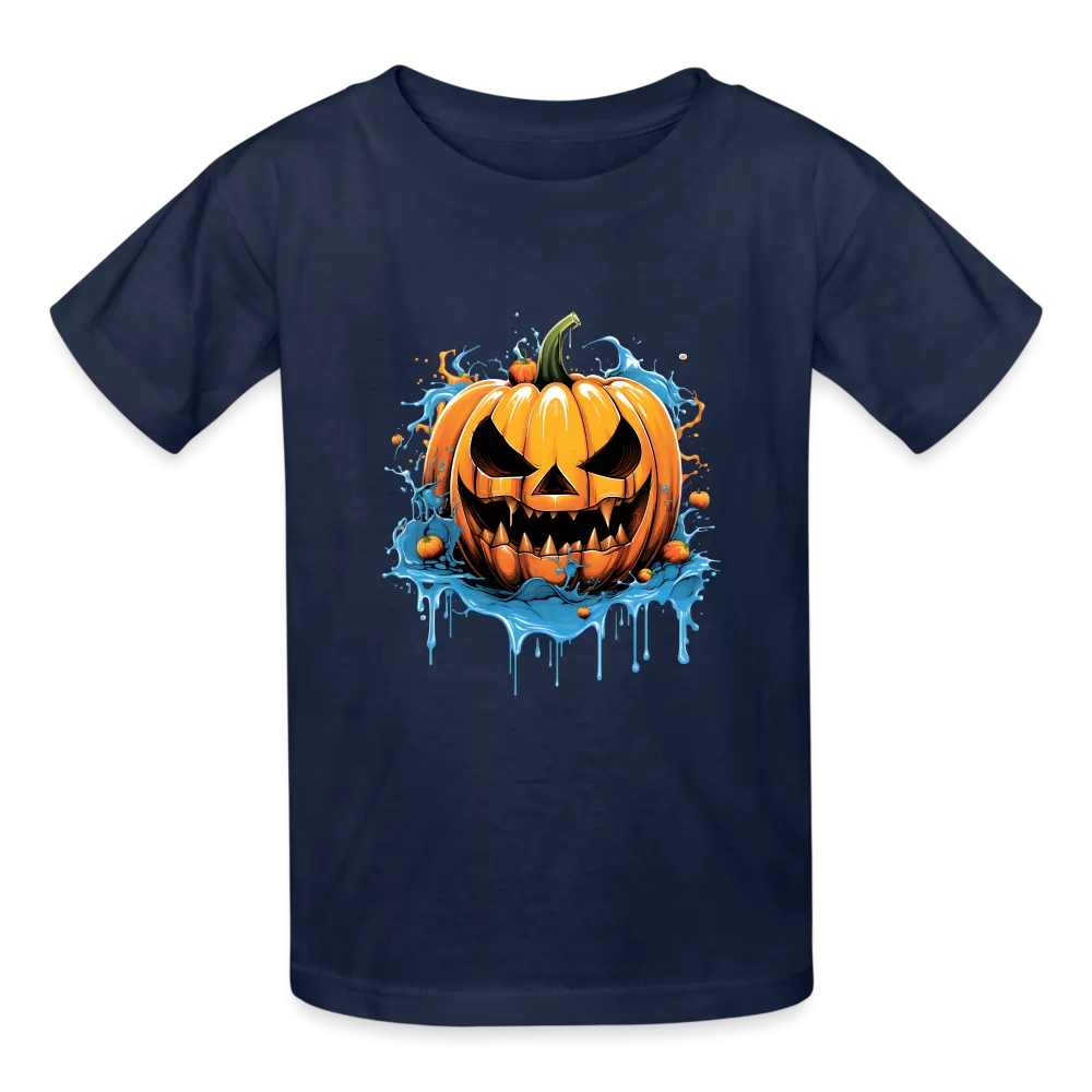 Eternal Jack-o'-Lantern: Hanes Youth Tagless Tee with Spine-Chilling Pumpkin Design