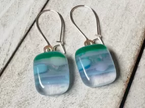 Fused Glass Earrings~Pretty as a Peacock