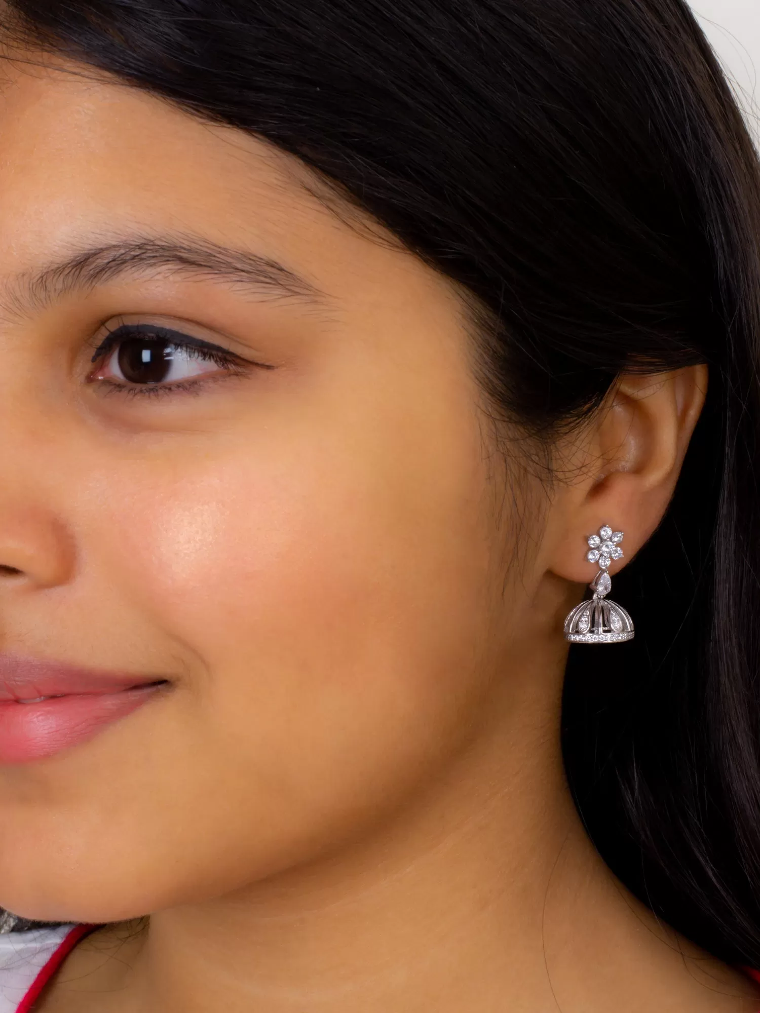 Geeta Pure 925 Silver Jhumka Earrings For Women