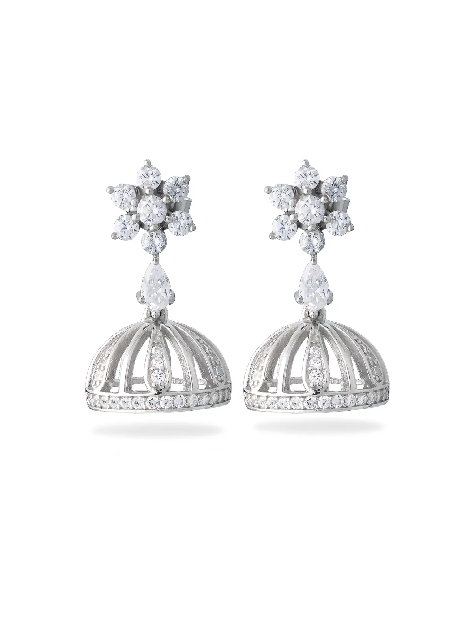 Geeta Pure 925 Silver Jhumka Earrings For Women